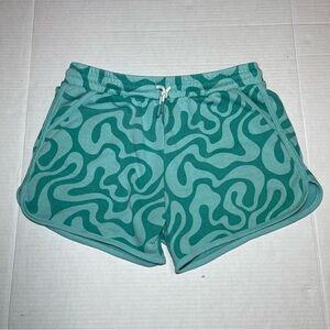 Dip Blue Green Swirl Print Shorts with Swirling Pattern